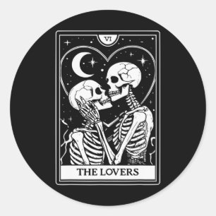 The Lovers Tarot Card - Küssen von Skeletten - Hal Runder Aufkleber