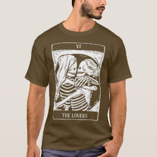 The Lovers Tarot Card Occult Goth Lesbian Skelett T-Shirt