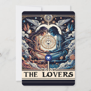 THE LOVERS Tarot Celestial Man & Woman Verlobung Einladung