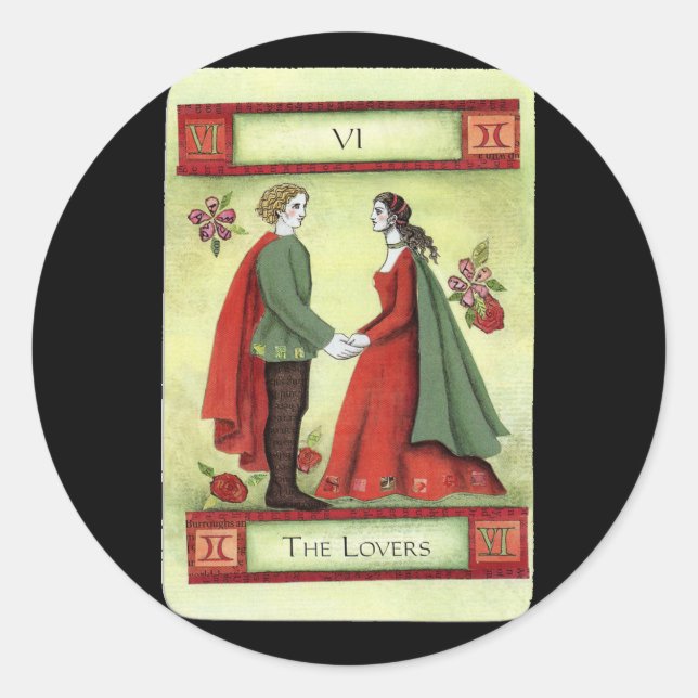 "The Lovers"-Tarot Runder Aufkleber (Vorderseite)