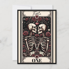THE LOVERS Tarot Skeleton Liebe Rose Tischnummer