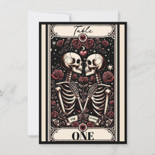 THE LOVERS Tarot Skeleton Liebe Rose Tischnummer