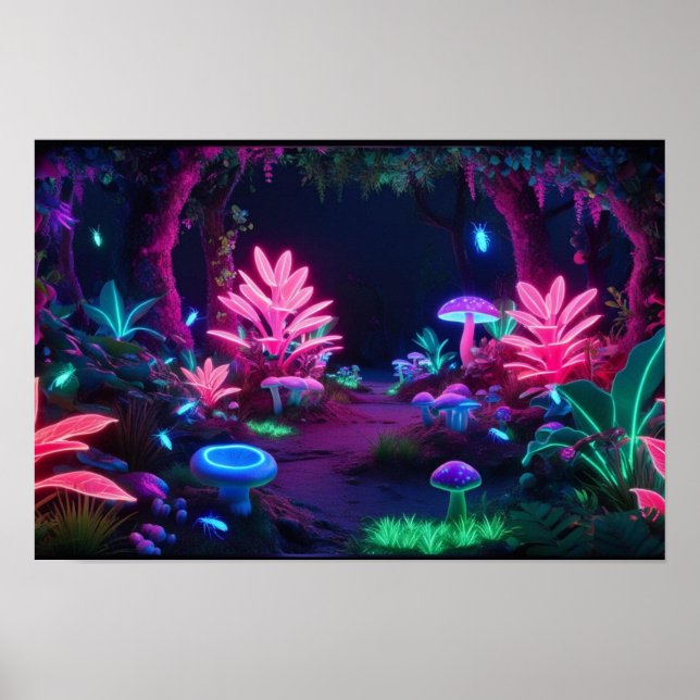 The Lumina Forest: Whispering Neon Lights Poster (Vorne)
