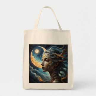 "The Lunar Oracle"-Celestial Moon Goddess Tote Bag Tragetasche