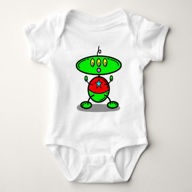The Magic Crayons Green Baby Kids Robot T - Shirt (Vorderseite)