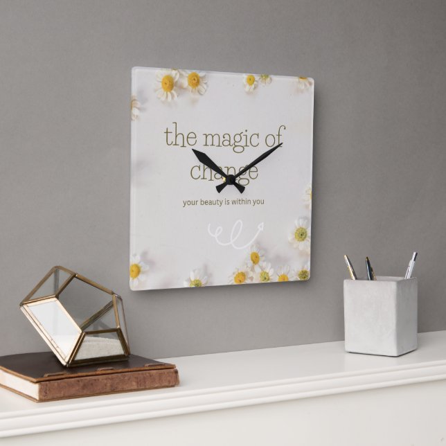 the magic of change , wall clock quadratische wanduhr (Büro)