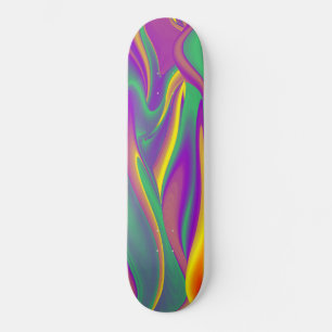 The Magic of Colors , Abstract 3D Rainbowart Skateboard