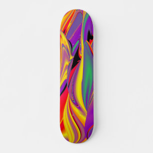 The Magic of Colors , Abstract 3D Rainbowart Skateboard