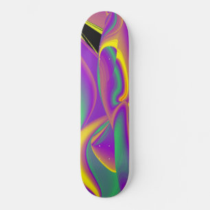 The Magic of Colors , Abstract 3D Rainbowart Skateboard