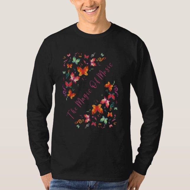 The Magic Of Music Butterflies Music Notes Graphic T-Shirt (Vorderseite)