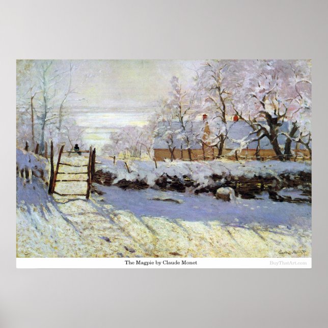 The Magpie by Claude Monet Poster (Vorne)