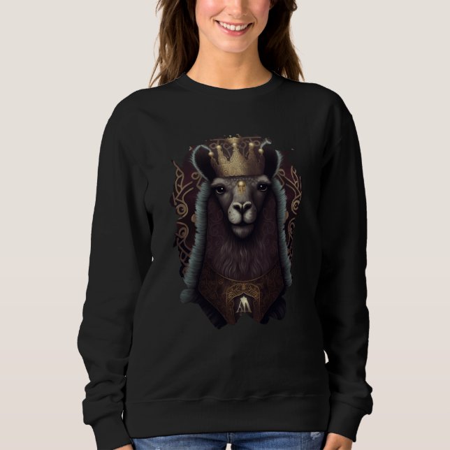 The majestic alpaca king with a crown sweatshirt (Vorderseite)