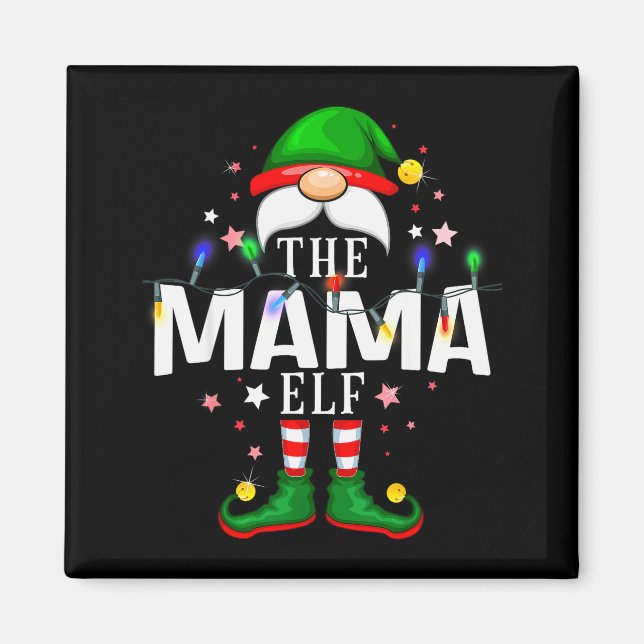 The Mama Elf Christmas Family Pajama Party  Magnet (Vorne)