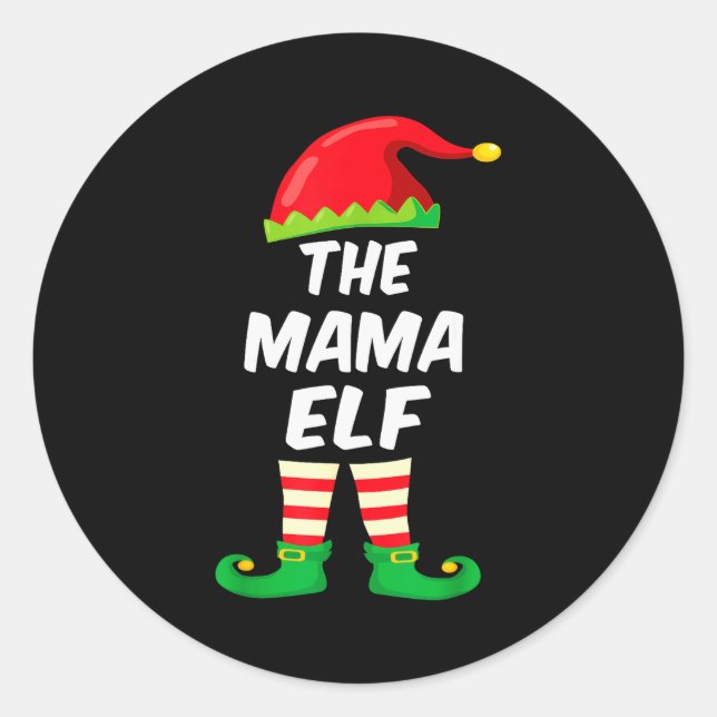 The Mama Elf Family Matching Funny Christmas Costu Runder Aufkleber (Vorderseite)