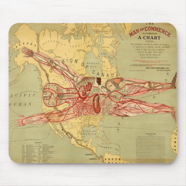 The Man of Commerce Map of United Staaten (1889) Mousepad (Vorne)