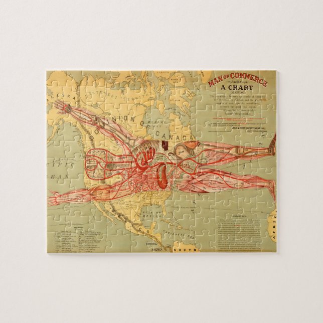 The Man of Commerce Map of United Staaten (1889) Puzzle (Horizontal)