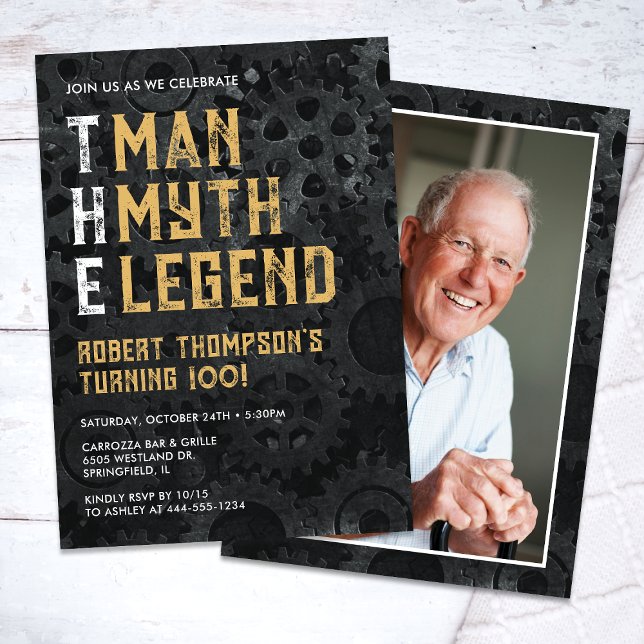 The Man The Myth The Legend 100th Photo Birthday Einladung (Von Creator hochgeladen)