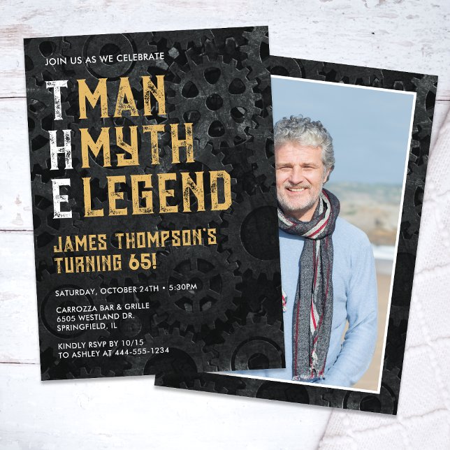 The Man The Myth The Legend 65th Photo Birthday Einladung (Von Creator hochgeladen)
