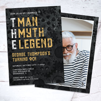 The Man The Myth The Legend 90th Photo Birthday Einladung