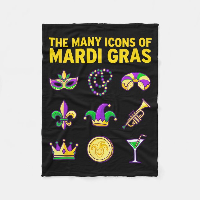 The Many Icons Of Mardi Gras Purple Green Graphic  Fleecedecke (Vorderseite)