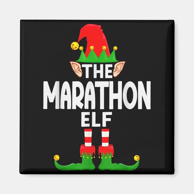 The Marathon Elf Family Christmas Pajama Party  Magnet (Vorne)