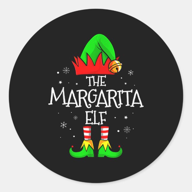 The Margarita Elf Matching Family Christmas Mens W Runder Aufkleber (Vorderseite)