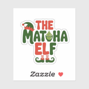 The Matcha Elf Funny Christmas Matcha Drink Aufkleber