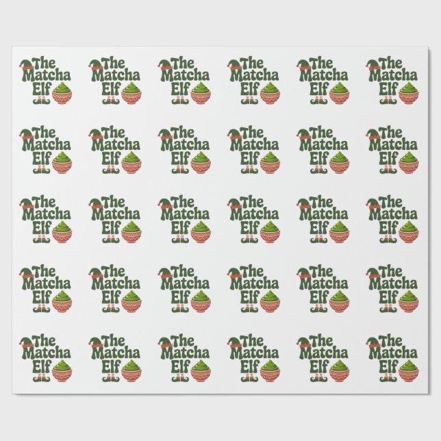 The Matcha Elf Funny Christmas Matcha Drink Liebha Geschenkpapier (Flach)