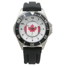 The Men's Canada Flag Crown Black Rubber Strap Wat Armbanduhr