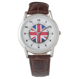 The Men's UK Flag Classic Brown Leather Strap Watc Armbanduhr