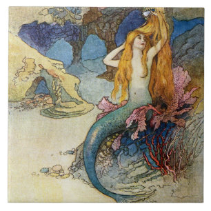 "The Mermaid" von Warwick Goble Fliese