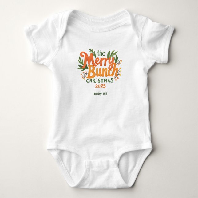 The Merry Bunch – Retro Family Christmas Bodysuit Baby Strampler (Vorderseite)