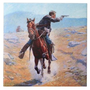 „The Messenger“ Western Art von Charles Schreyvoge Fliese