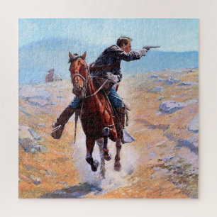 „The Messenger“ Western Art von Charles Schreyvoge Puzzle