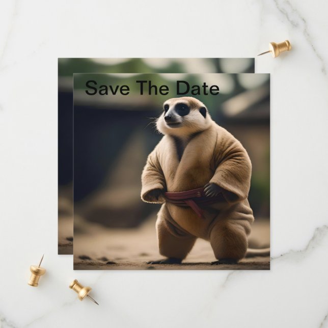 The Mighty Meerkat: Sumo Showdown, Save The Date (Vorderseite/Rückseite Beispiel)