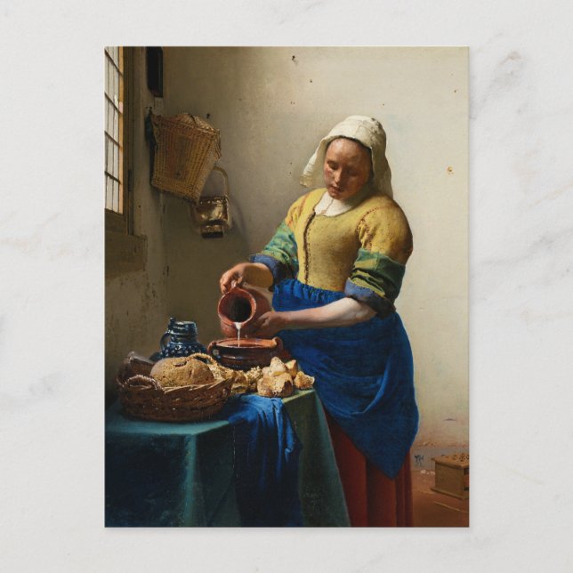 The Milkmaid by Johannes Vermeer Feiertagspostkarte (Vorderseite)