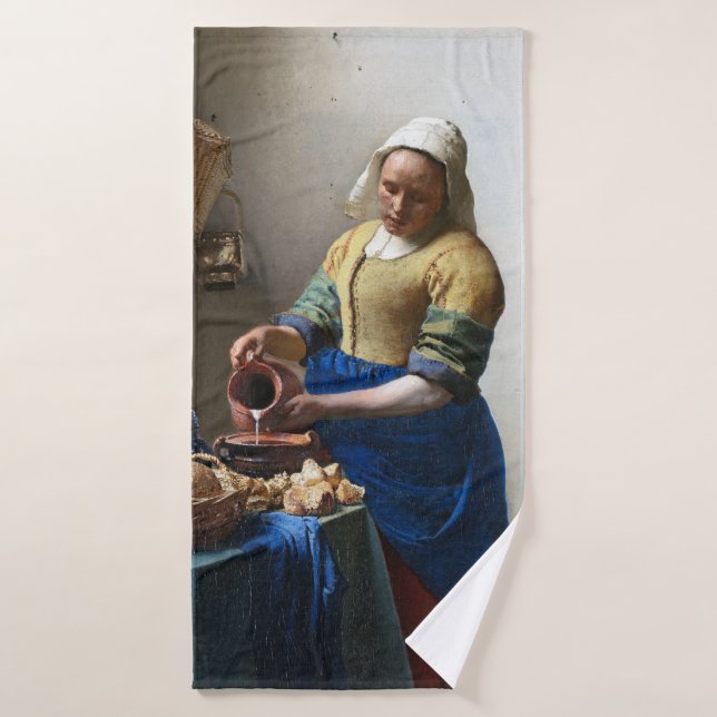 The Milkmaid, Johannes Vermeer, 1657-1658 Badehandtuch (Badehandtuch)