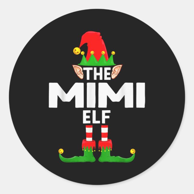 The Mimi Elf Family Christmas Pajama Party  Runder Aufkleber (Vorderseite)