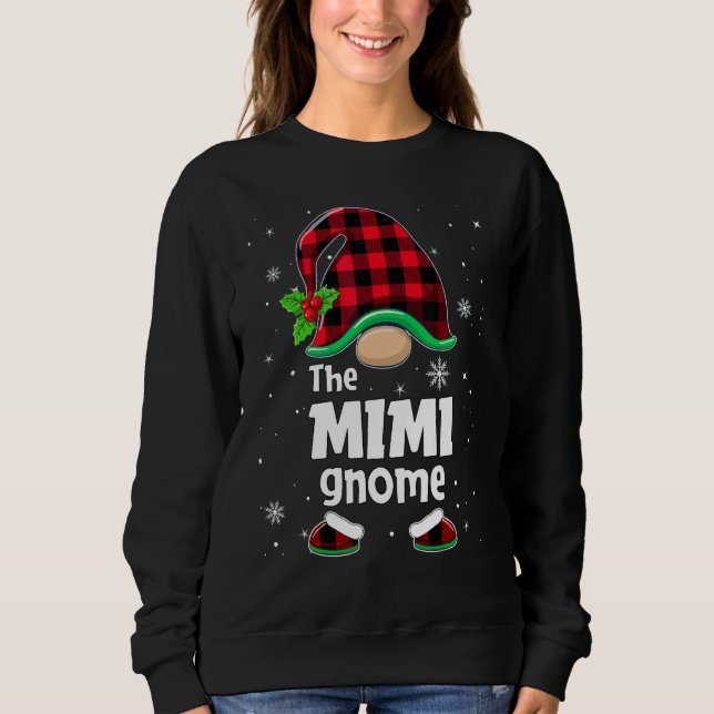 The Mimi Gnome Buffalo Plaid Christmas Matching Fa Sweatshirt (Vorderseite)