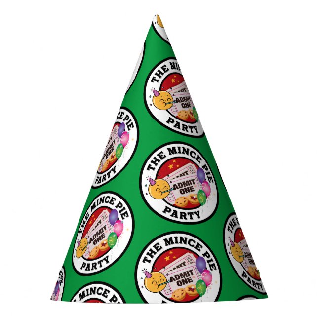 The Mince Pie Party Hat (grün bkgrd) Partyhütchen (Vorderseite)