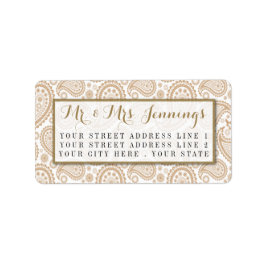 The Modern Paisley Wedding Collection - Brown Adressaufkleber