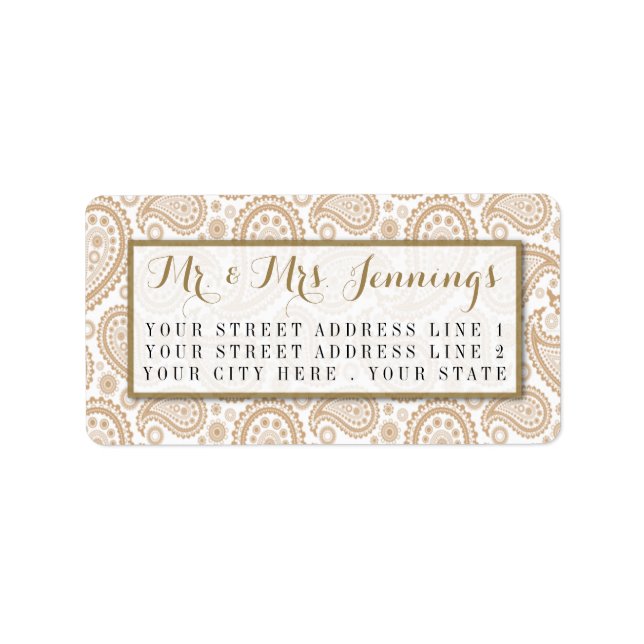 The Modern Paisley Wedding Collection - Brown Adressaufkleber (Vorne)
