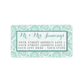 The Modern Paisley Wedding Collection - Green Adressaufkleber