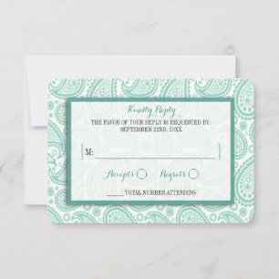 The Modern Paisley Wedding Collection - Green RSVP Karte