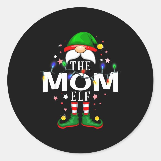The Mom Elf Christmas Family Pajama Party  Runder Aufkleber (Vorderseite)