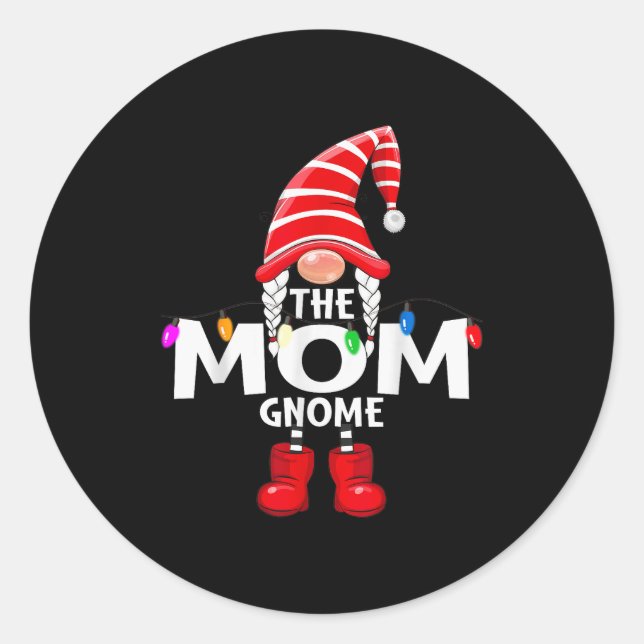 The Mom Gnome Christmas Matching Pajama  Runder Aufkleber (Vorderseite)