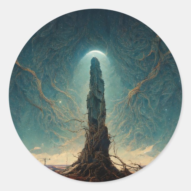 The Monolith 2 Fantasy Sci-Fi Art Runder Aufkleber (Vorderseite)