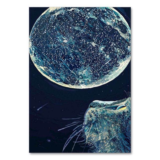 The moon and the cat |Cat Lover Tischnummer (Vorderseite)