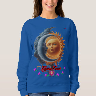 The Moon and the Sun together on a Blue Navy Sweatshirt