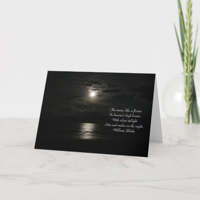 The Moon at Night Reflektions on water/with quote Karte (Vorderseite)